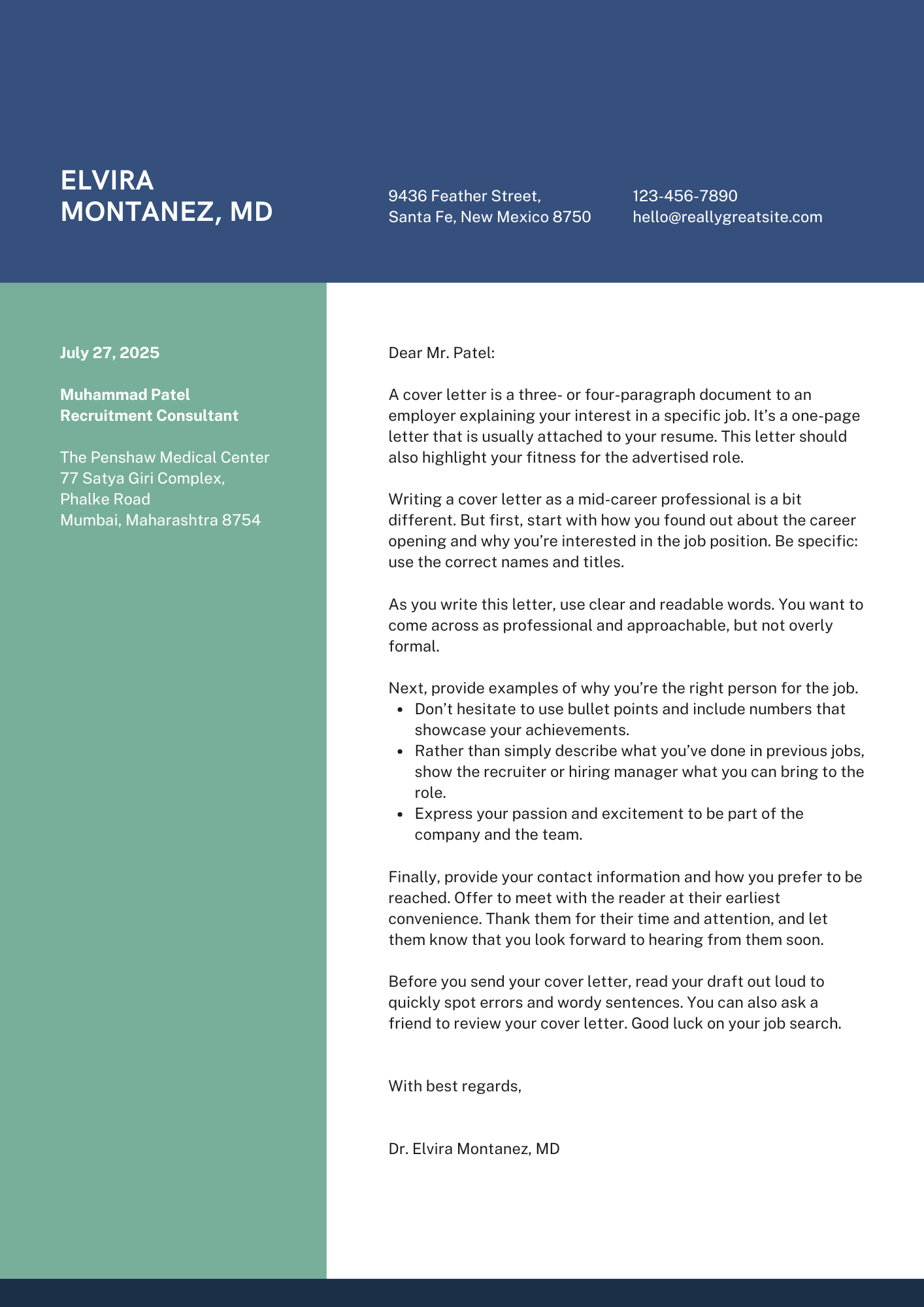 Blue and Green Color Blocks Doctor Resume