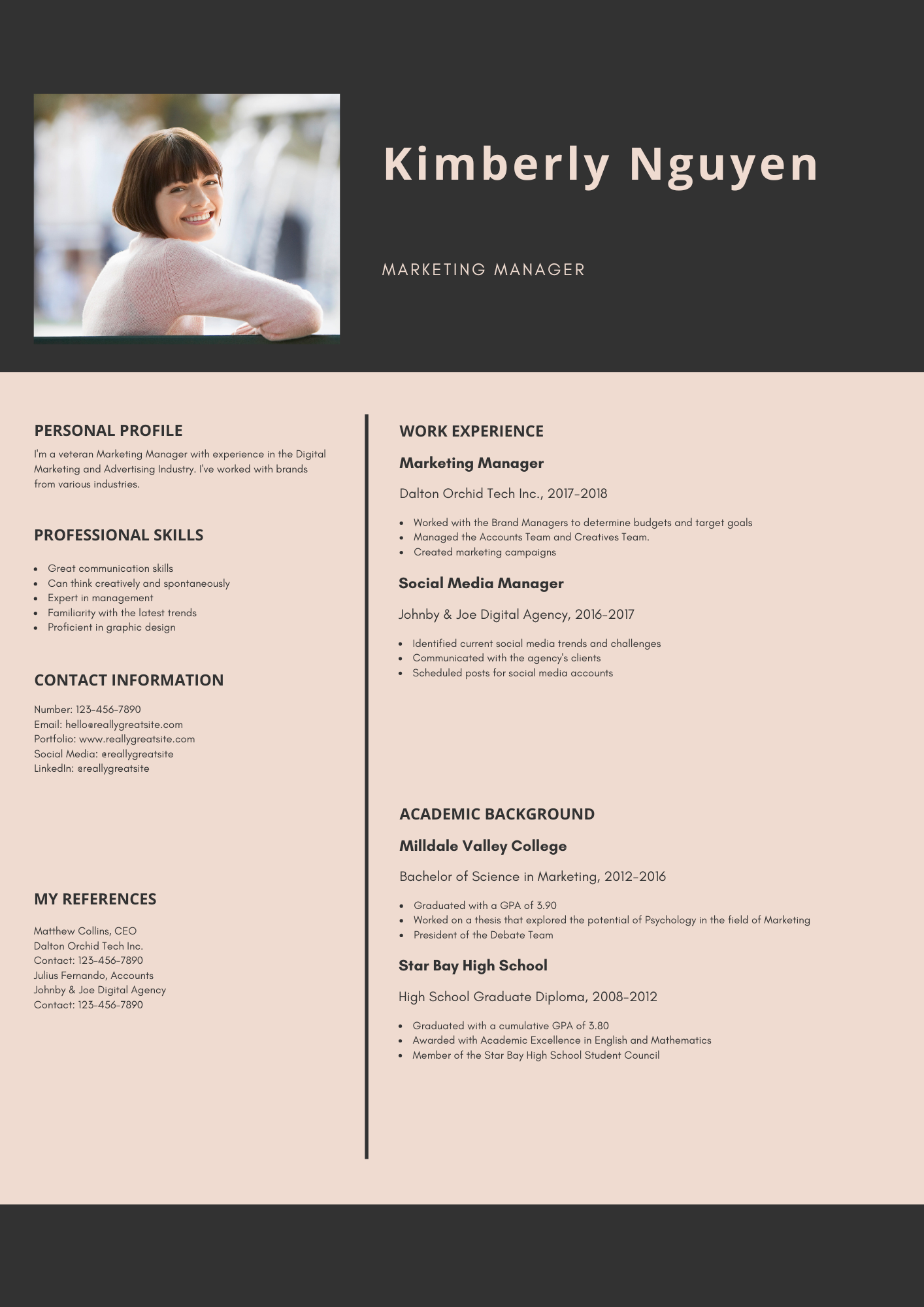 Black and Cream Modern Infographic Resume
