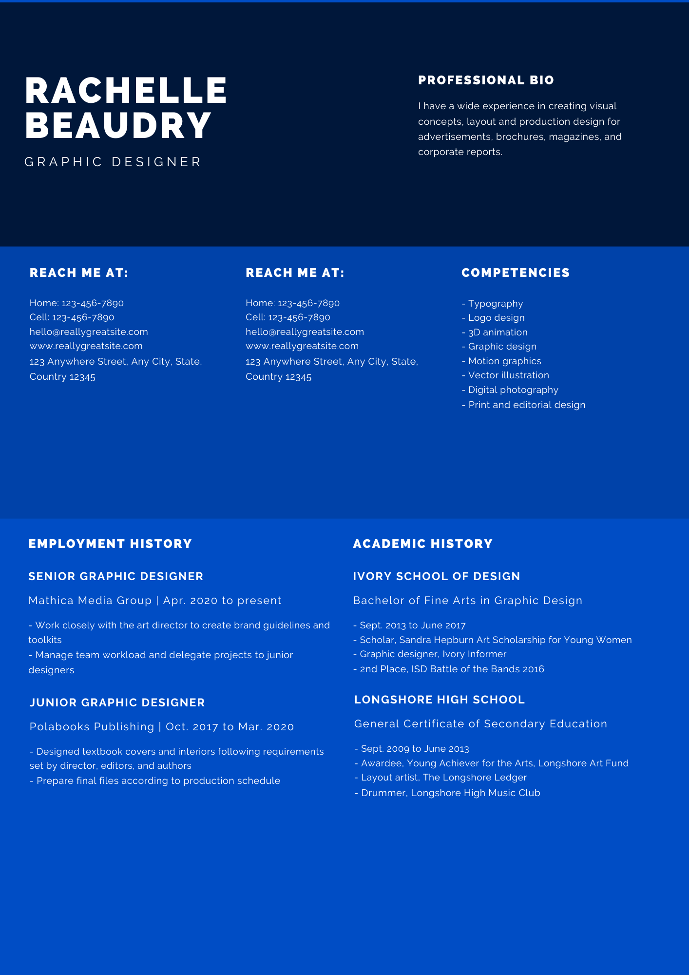 Blue Header Infographic Resume