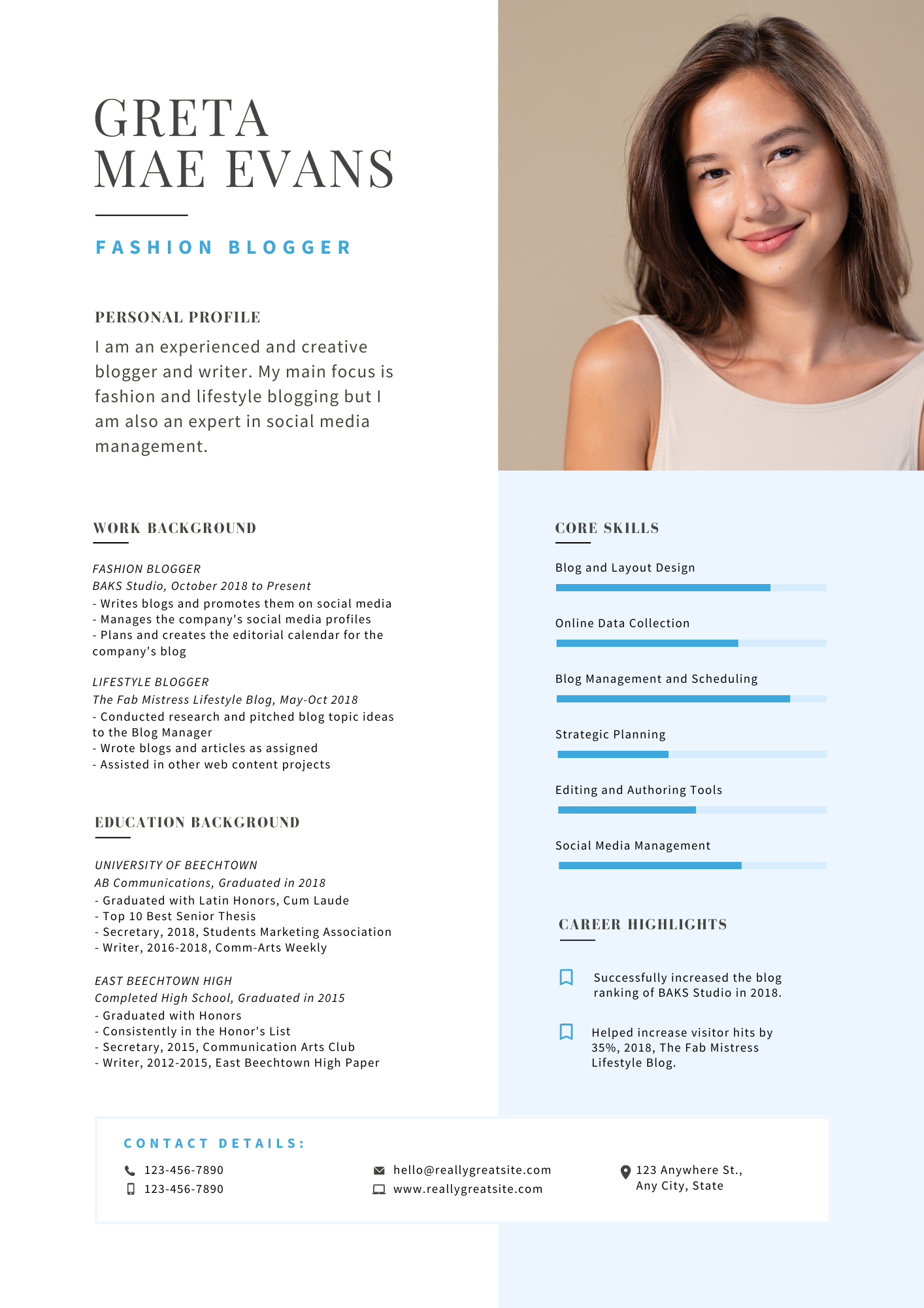 Light blue and Gray Modern Resume