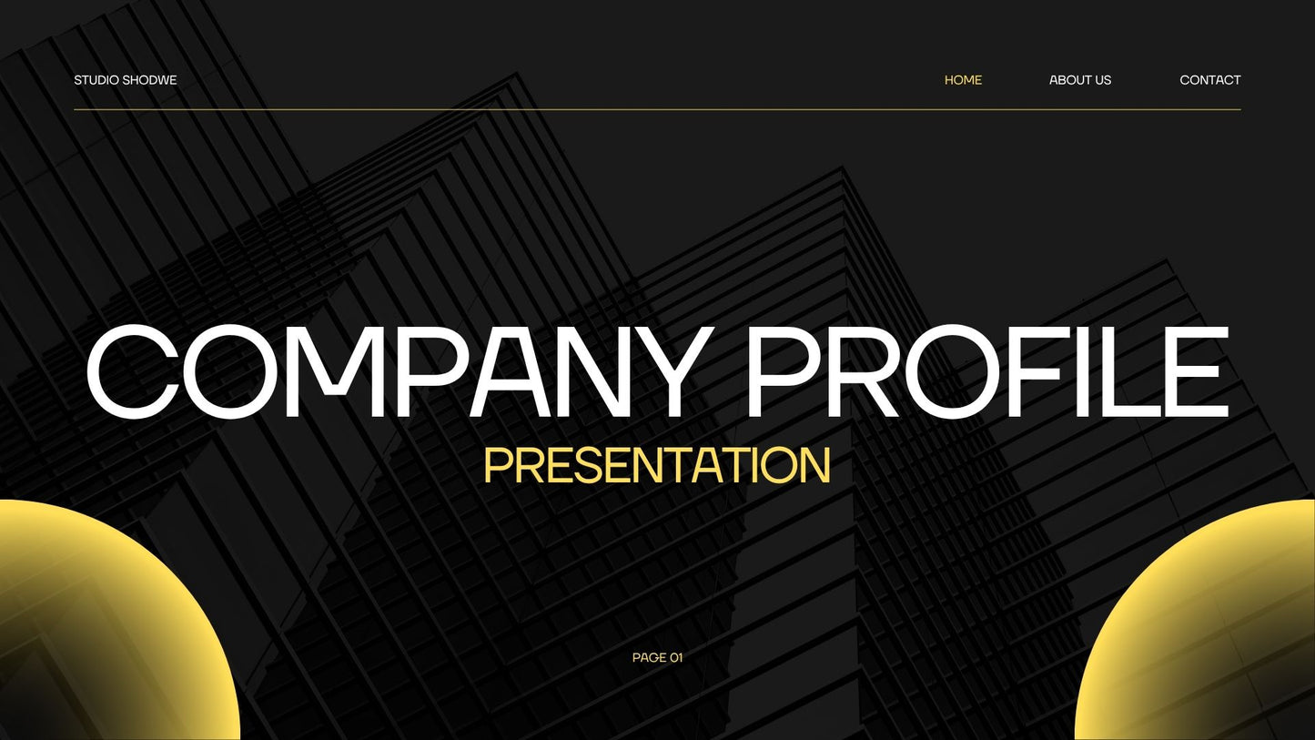Yellow and Black Modern Minimalist Company Profile Presentation