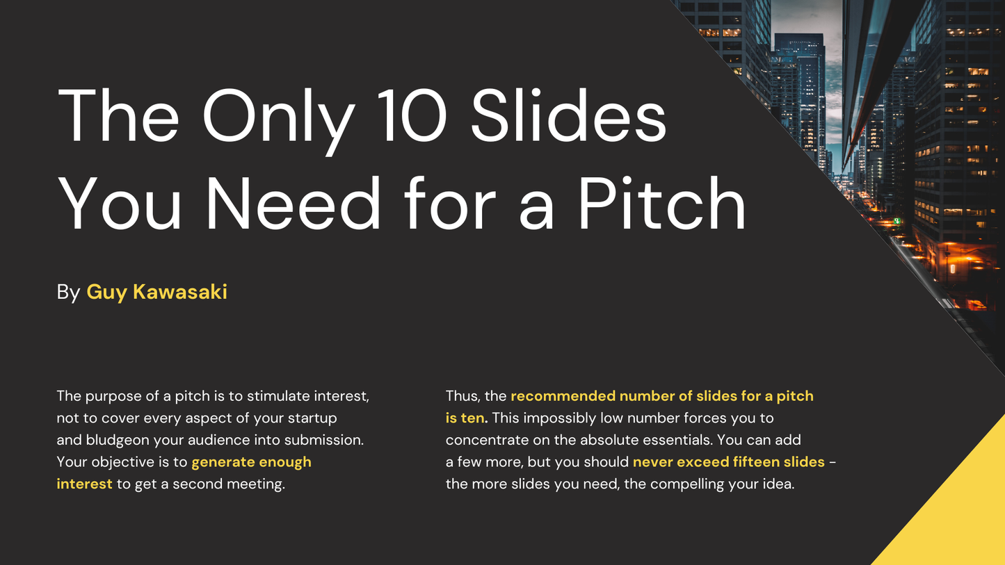 Diagonal Blocks 10 Slides You Need By Guy Kawasaki Pitch Deck Presentation