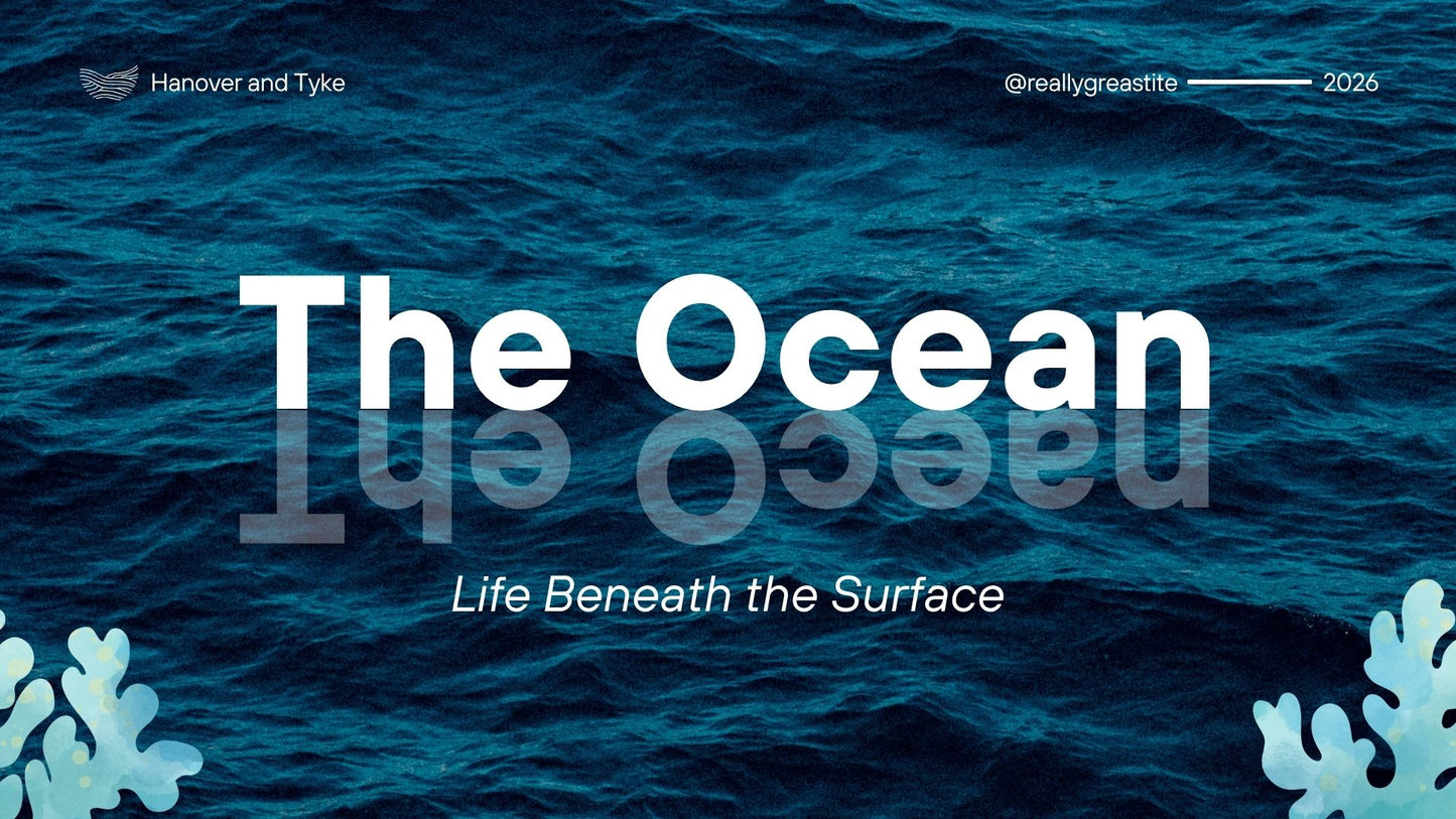 Blue and White Modern Bold Nature Watercolor Illustrative The Ocean Life Beneath the Surface Presentation