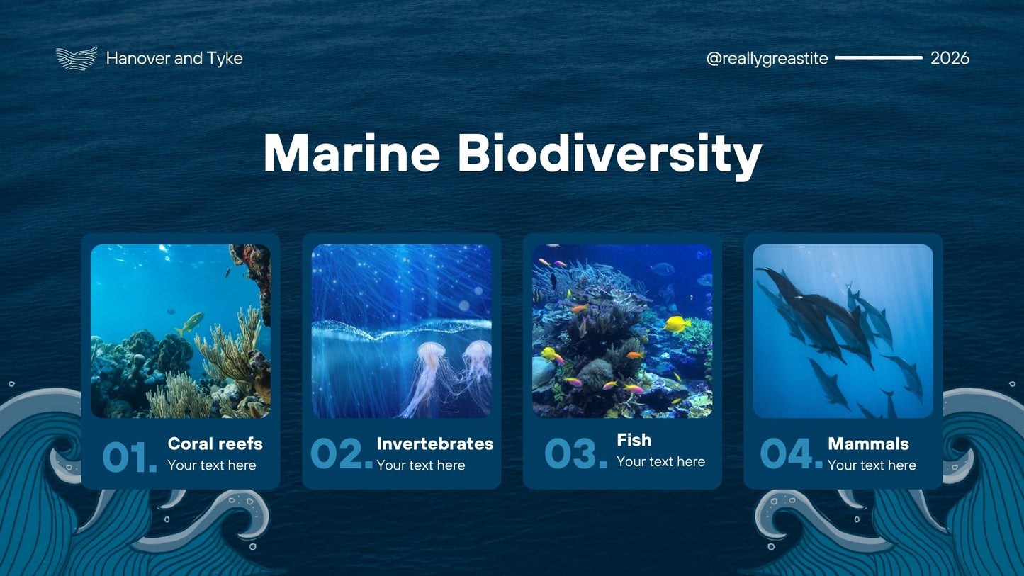 Blue and White Modern Bold Nature Watercolor Illustrative The Ocean Life Beneath the Surface Presentation