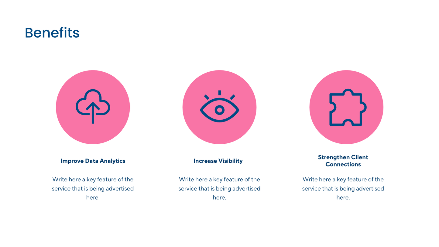 New Products and Services Business Website in Pink White Dark Blue 2D Illustration Style