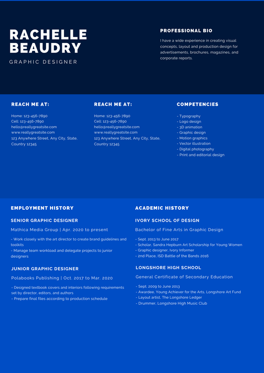 Blue Header Infographic Resume