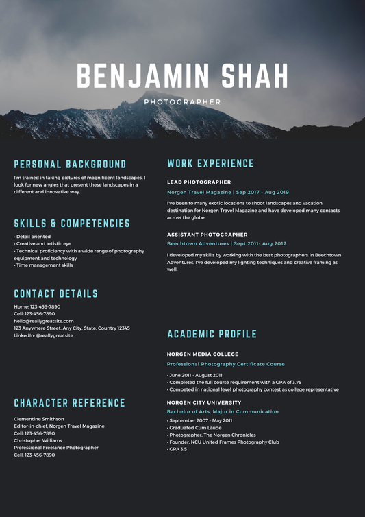 Blue Landscape Modern Resume