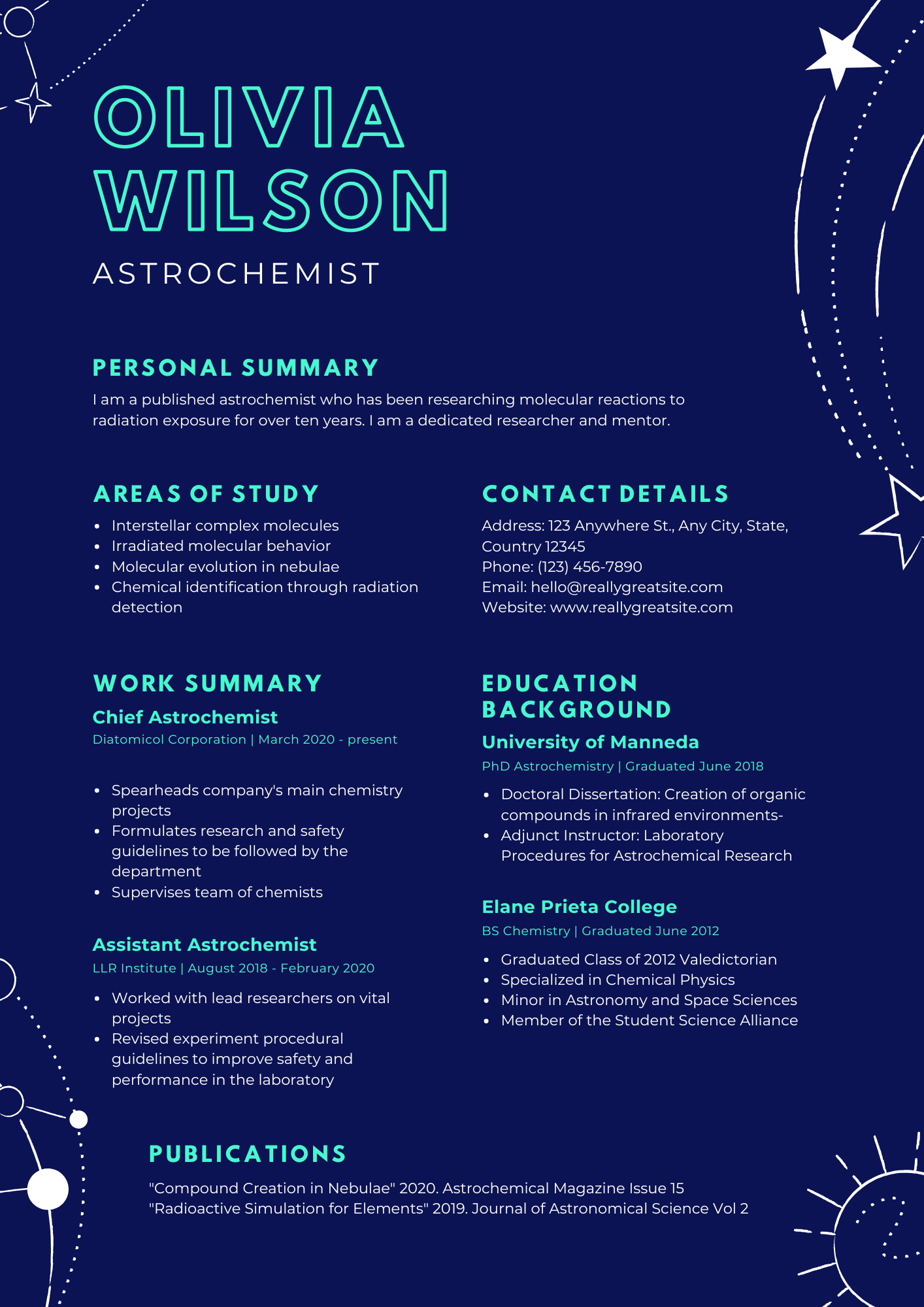 Blue and Light Blue Playful Chemist Science Resume