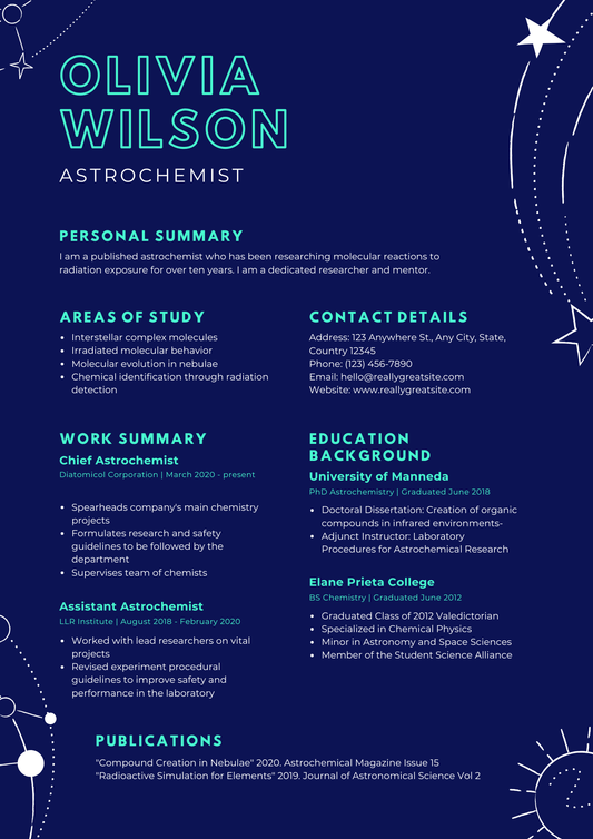 Blue and Light Blue Playful Chemist Science Resume
