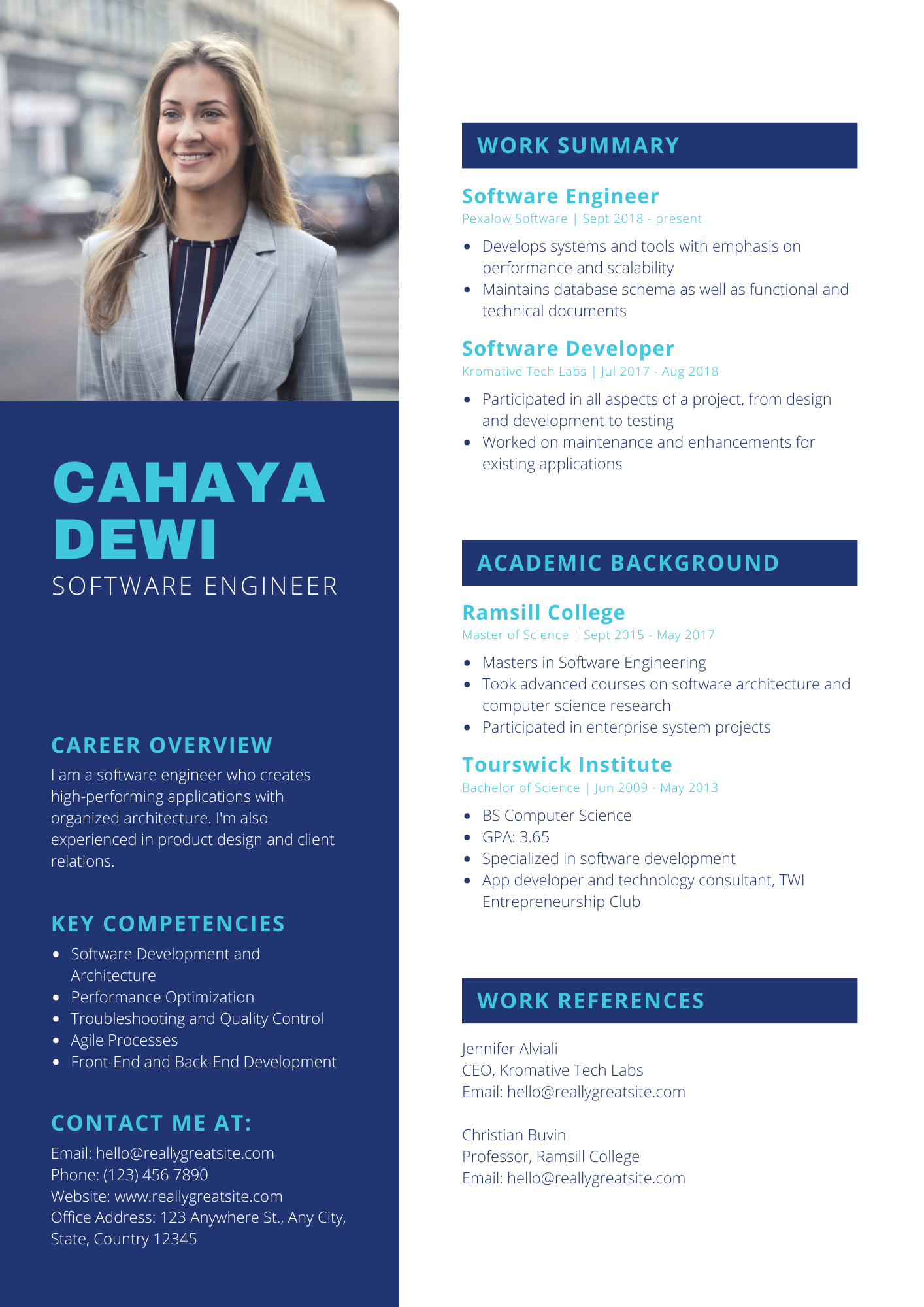 Blue and White Modern Photo Engineering Resume