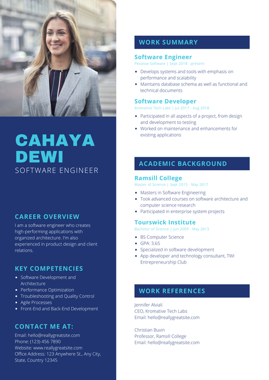 Blue and White Modern Photo Engineering Resume