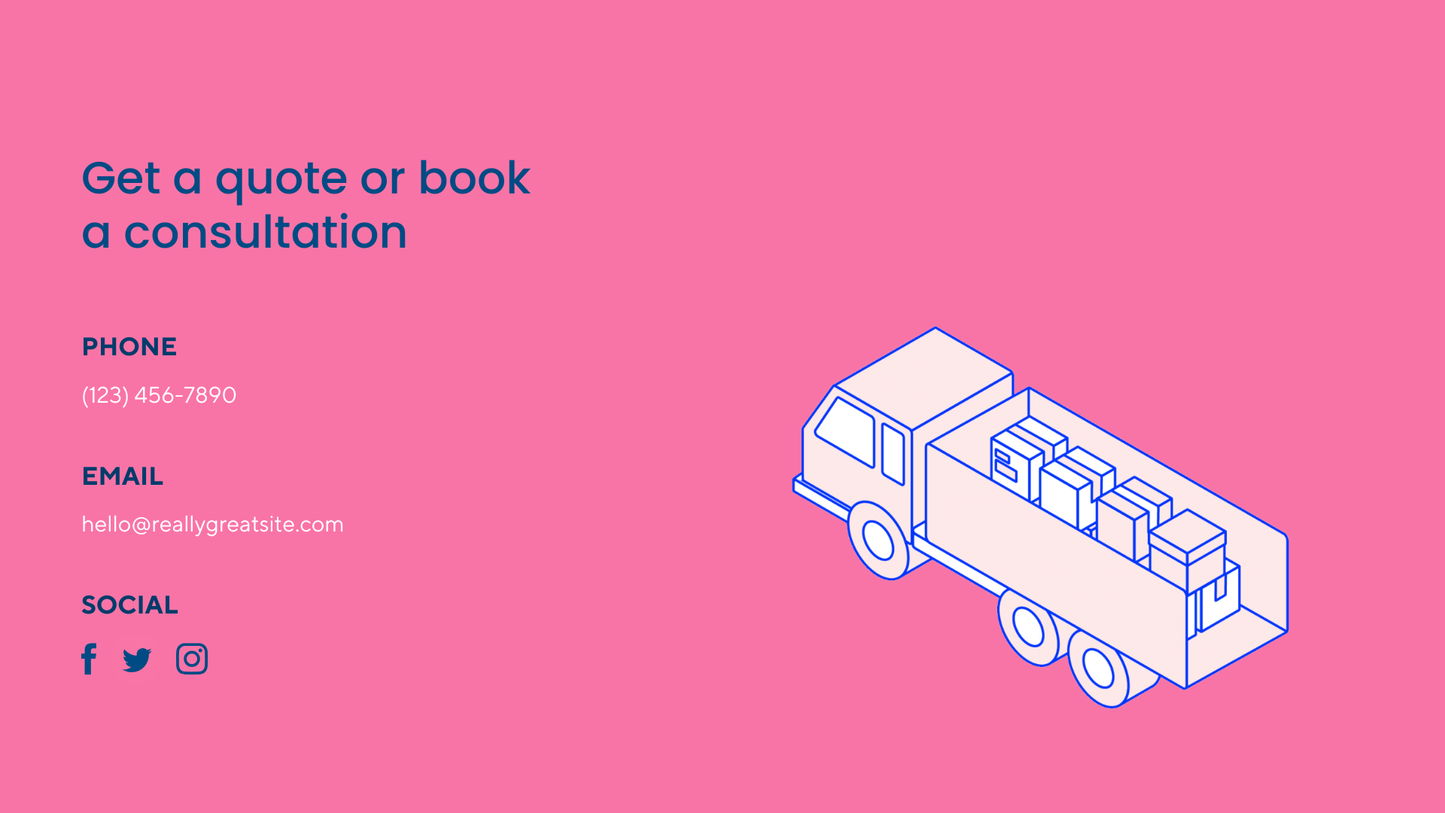 New Products and Services Business Website in Pink White Dark Blue 2D Illustration Style