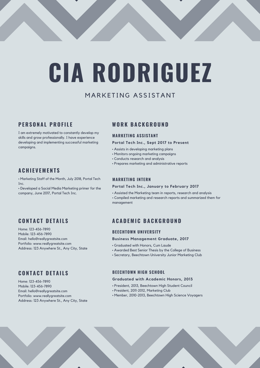 Gray Zigzag Creative Resume