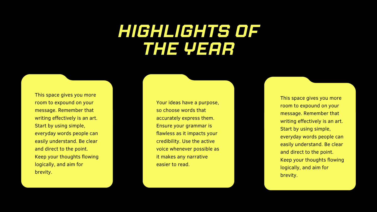 Annual Report Business Website in Black Neon Yellow Bright Green Gradient Tech Style