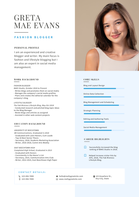 Light blue and Gray Modern Resume