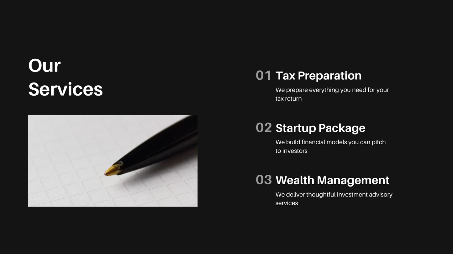 Black and White Photographic Accounting Service Website